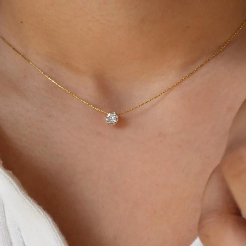 Gold-Plated Minimalist CZ Necklace Set