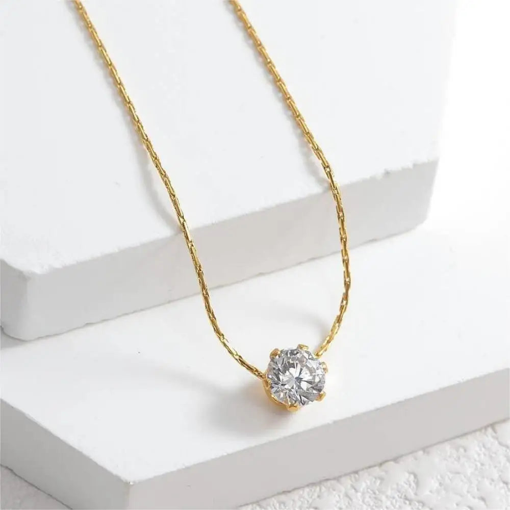 Gold-Plated Minimalist CZ Necklace Set